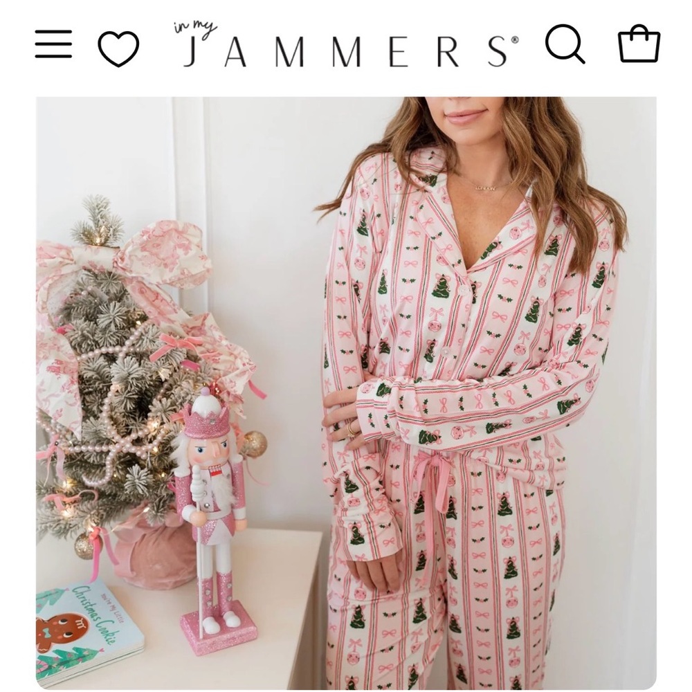 Festive Pink and Green Women's Pajama Set - Picture 2 of 2
